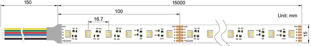 5in1 RGBWW+W LED Strip Light 5050 60led/m Flex White PCB Tape Light Ideal for Home Decor view 5