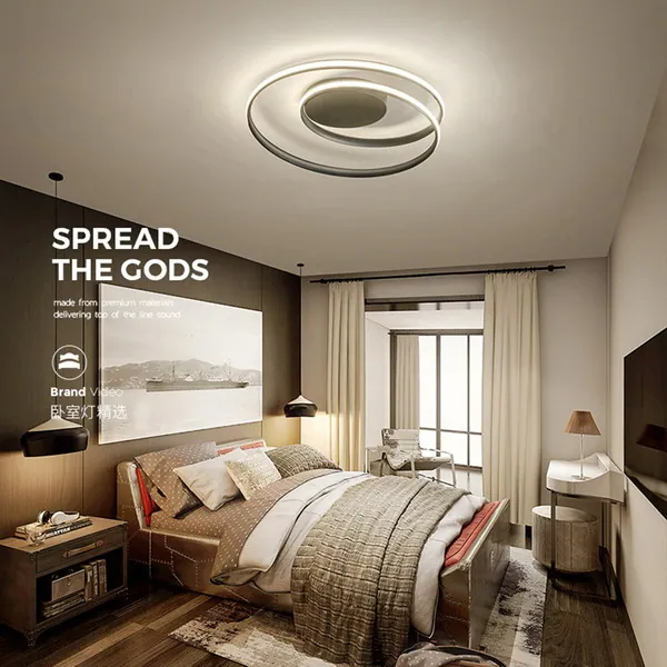 Round Flush Ceiling Lights Dimmable Chandelier Pendant Lighting Fixtures,Remote Control view 2