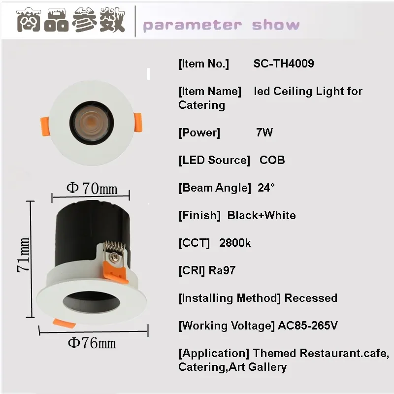 Led Ceiling Light Ra97 Led Ceiling Downlights for Catering,art Gallery,museum view 4
