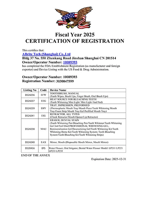 FDA Registration certificate