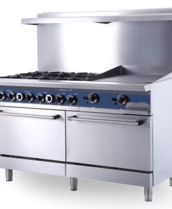 6 burner commercial gas range with oven and griddle