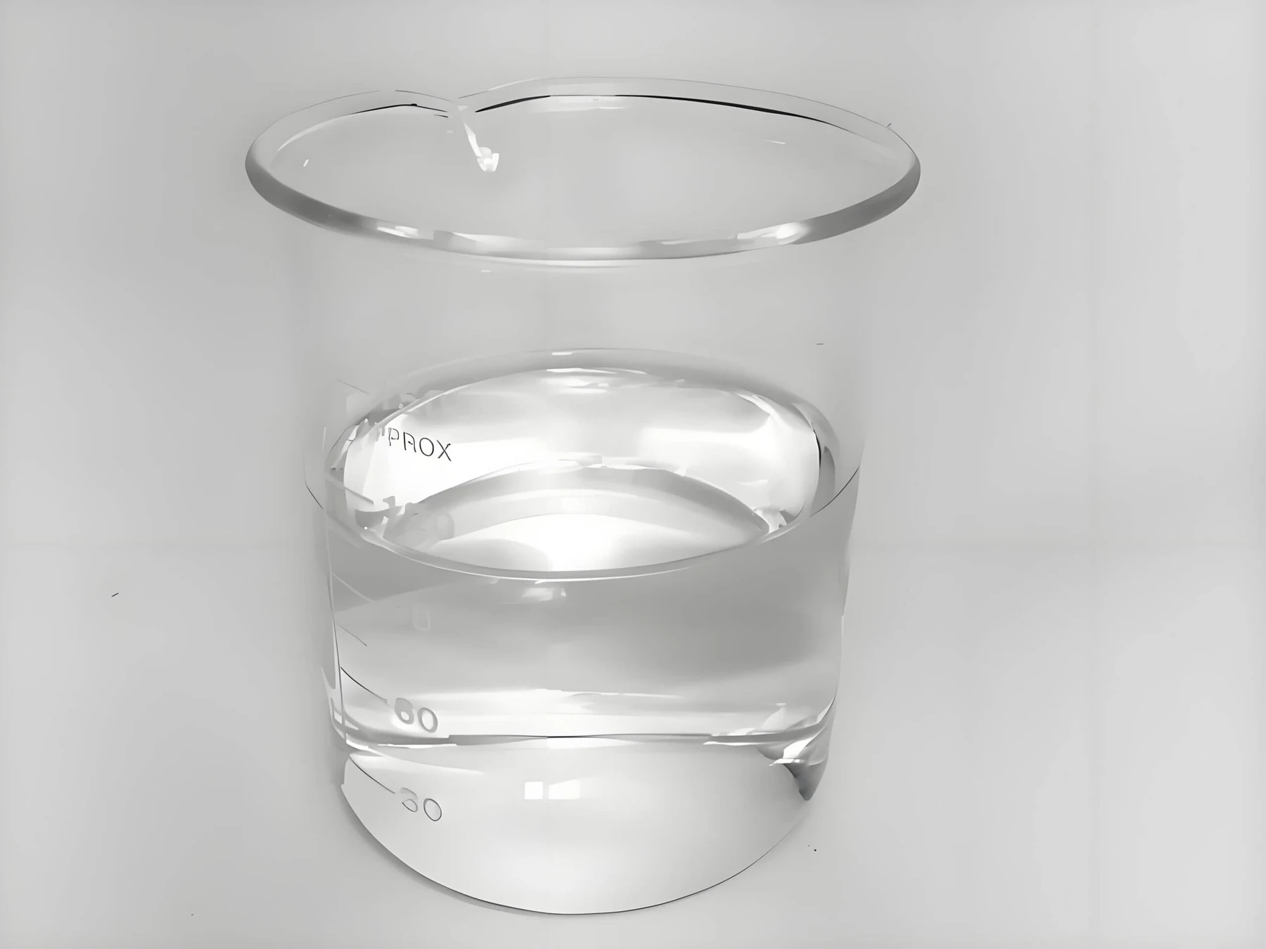 Ethylhexylglycerin clear liquid in a laboratory glass beaker