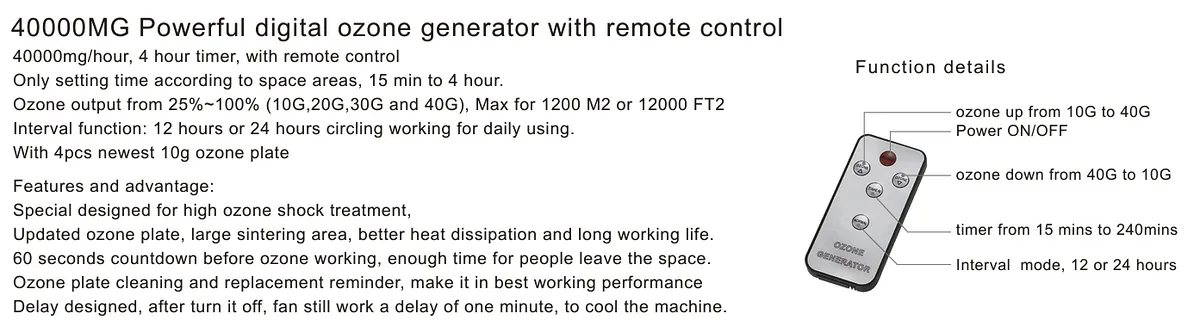 G40000 40G LCD digital ozone generator