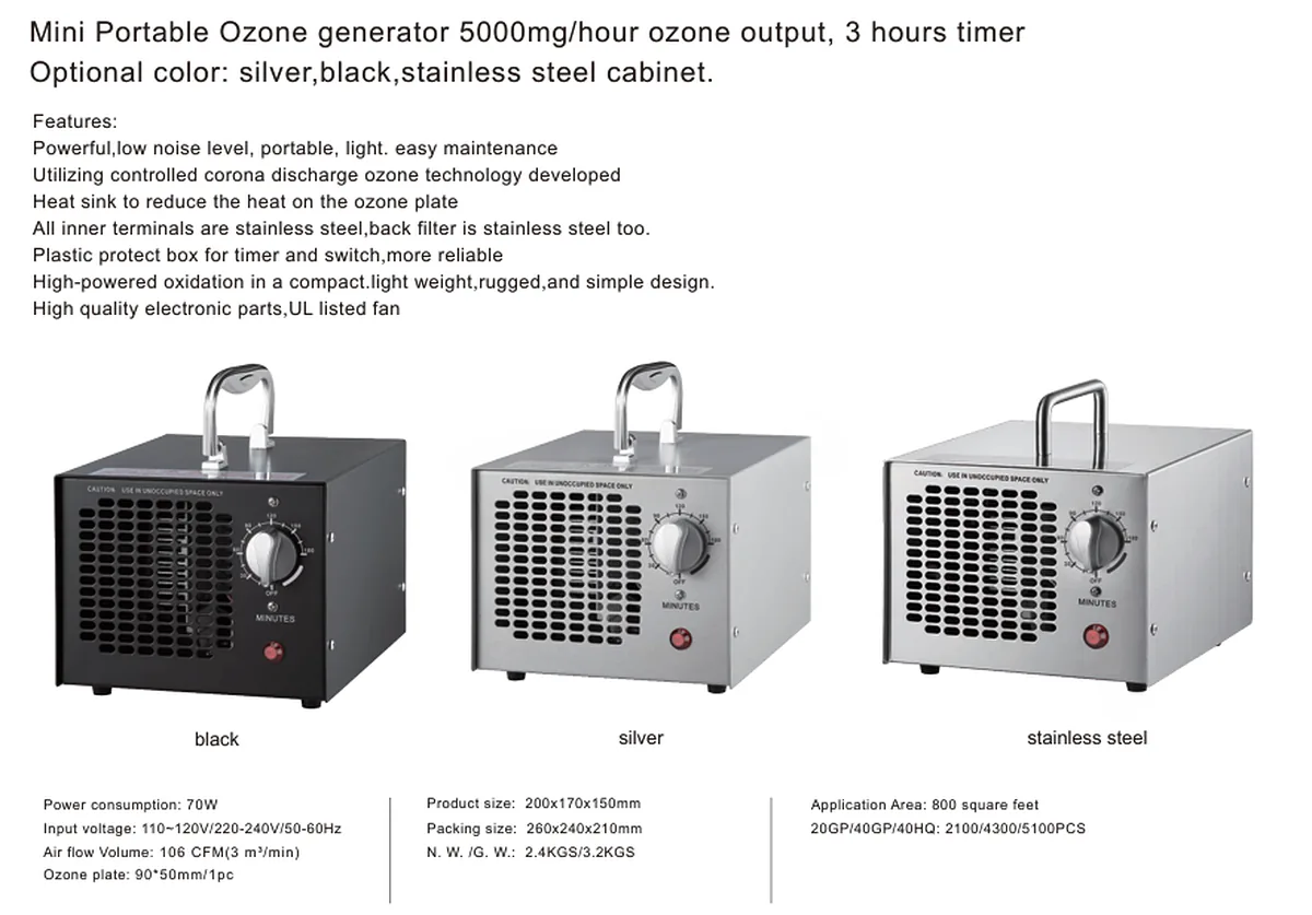 HE 150 5000mg Portable mini OZONE GENERATOR