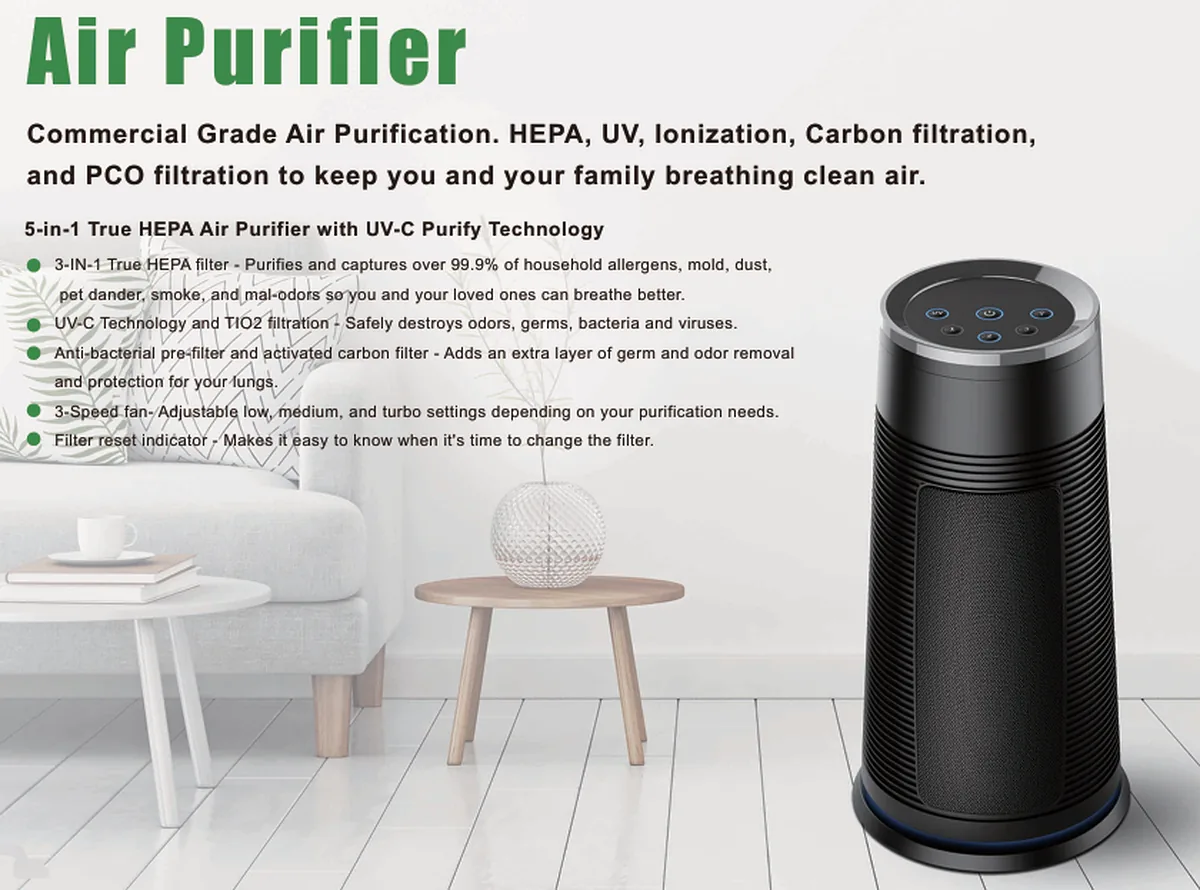 HE-257 Air Purifier Hepa Carbon UV Negative