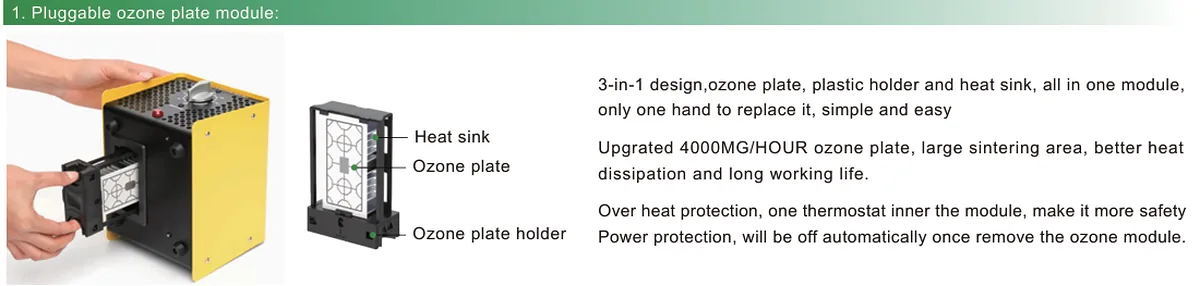 Portable car ozone purifier