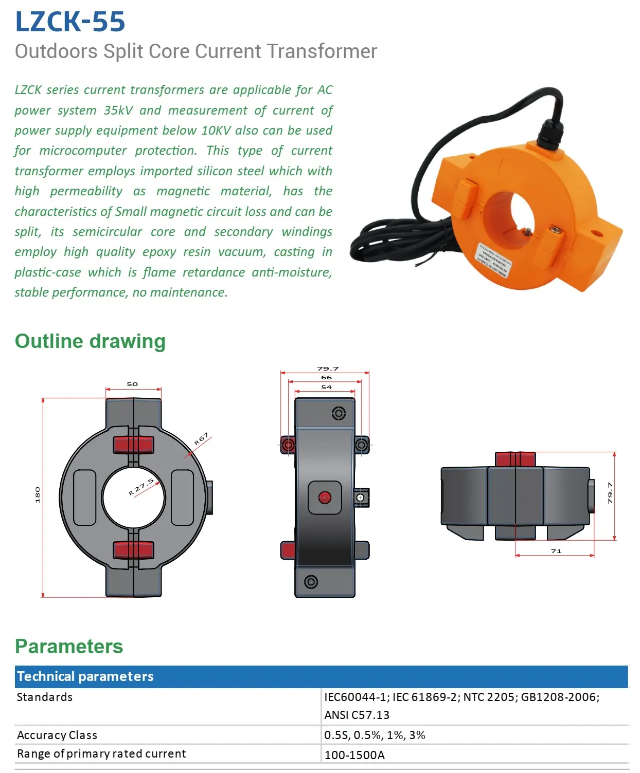 IP65 WaterProof Split CT