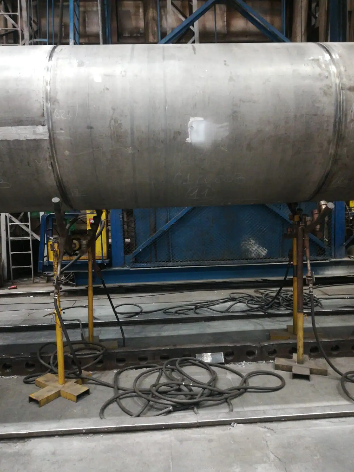 Pressure vessel shell under fabrication in the workshop