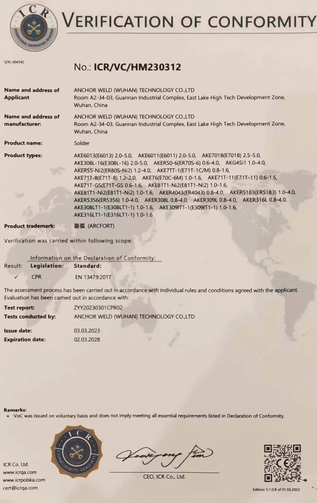 Document published by AKWELD