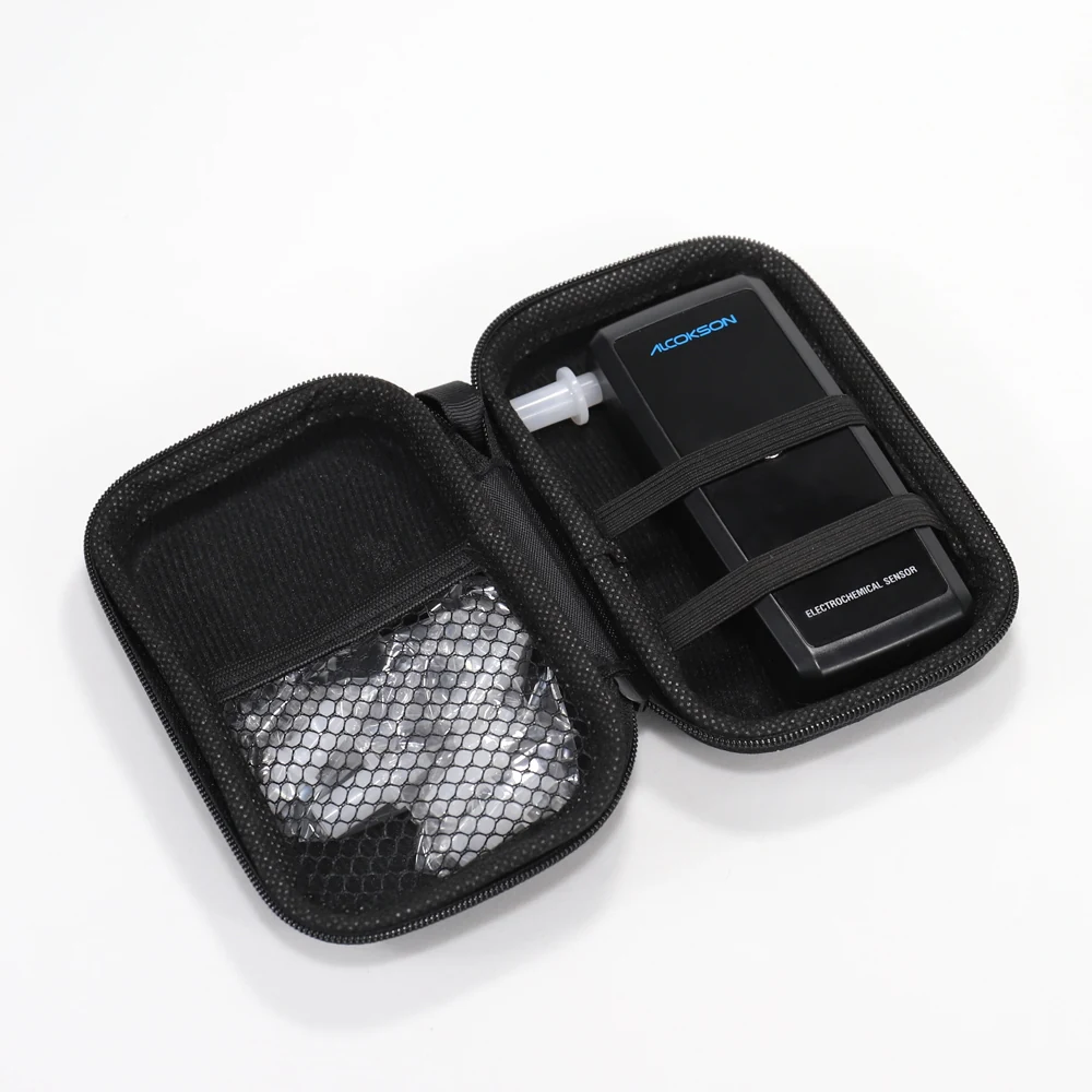 Open carry case holding the ALC-213Pro breath alcohol tester and accessories