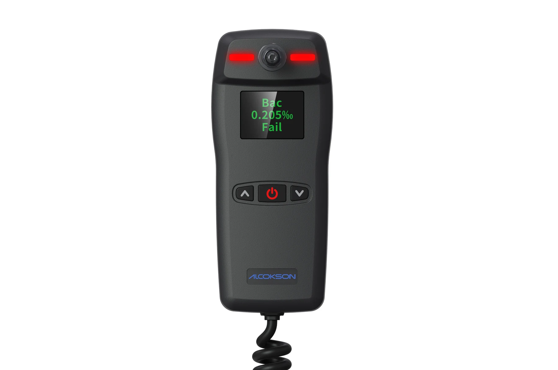 ALC-303 alcohol interlock handset with the indicator lights and coiled cable