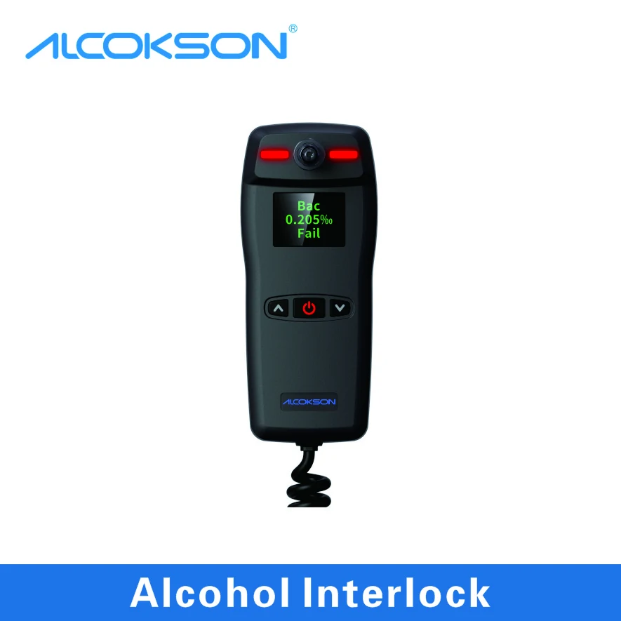 ALC-303 alcohol interlock handset showing a breath test result
