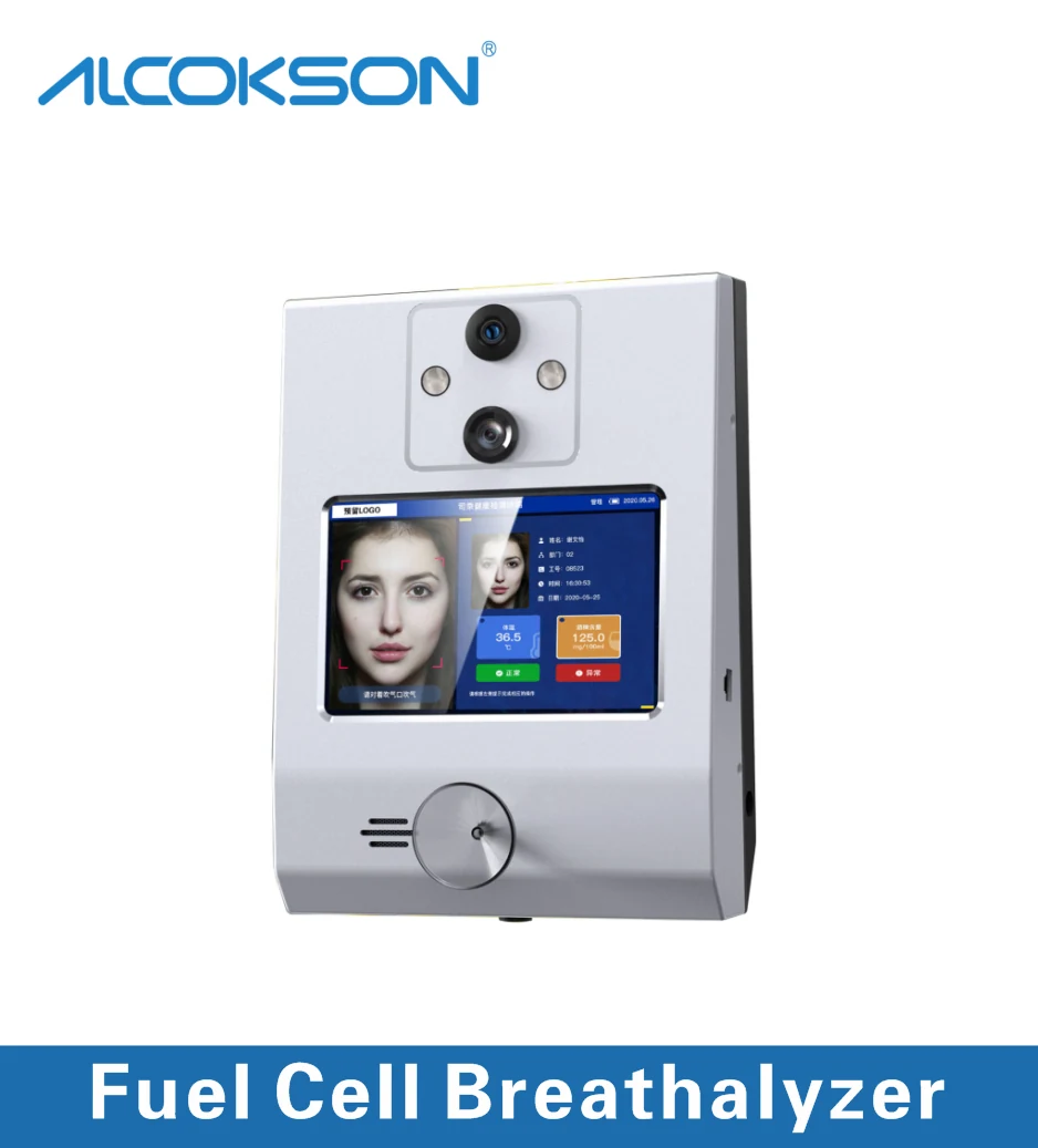 Alcohol screening terminal front panel with camera and screen