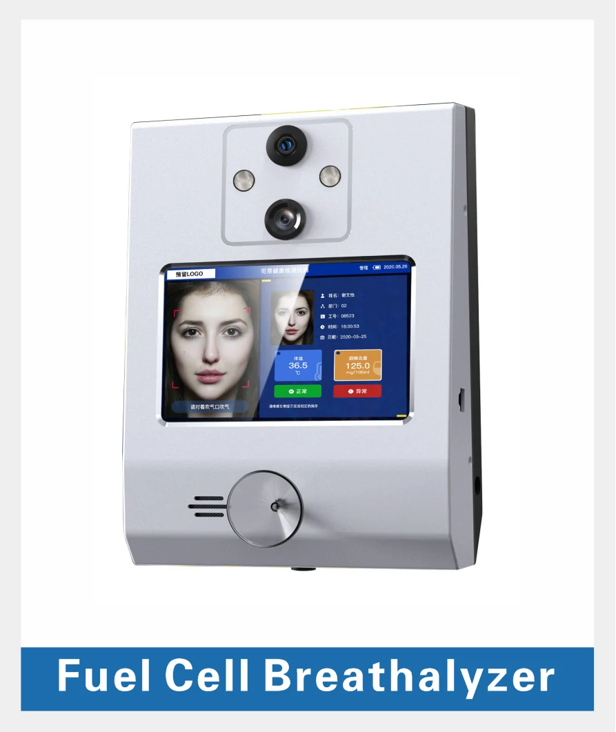 Wall mounted alcohol screening terminal used at a workplace entrance