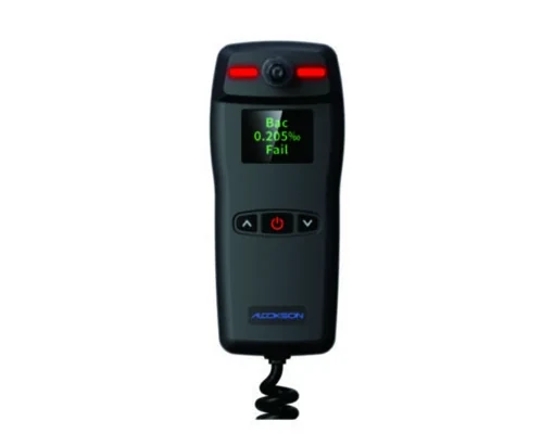 ALCOKSON ALC-308 alcohol interlock handset displaying a failed breath test