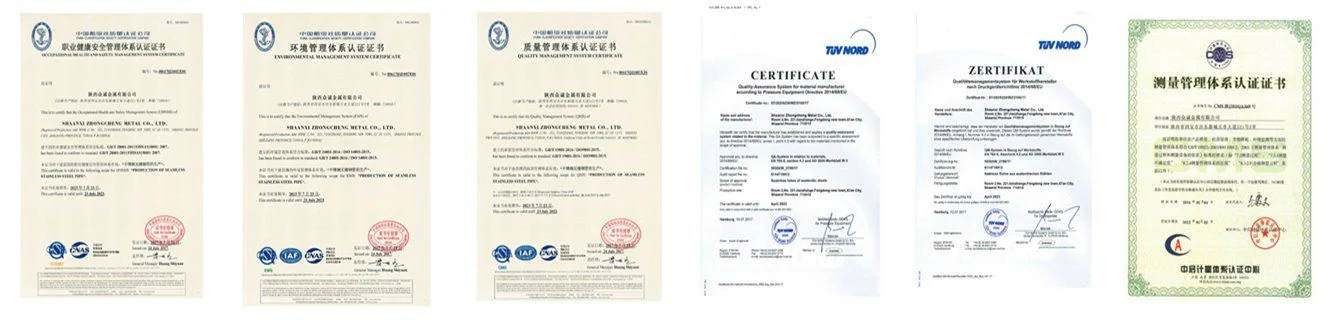 Certification documents displayed by the works quality department