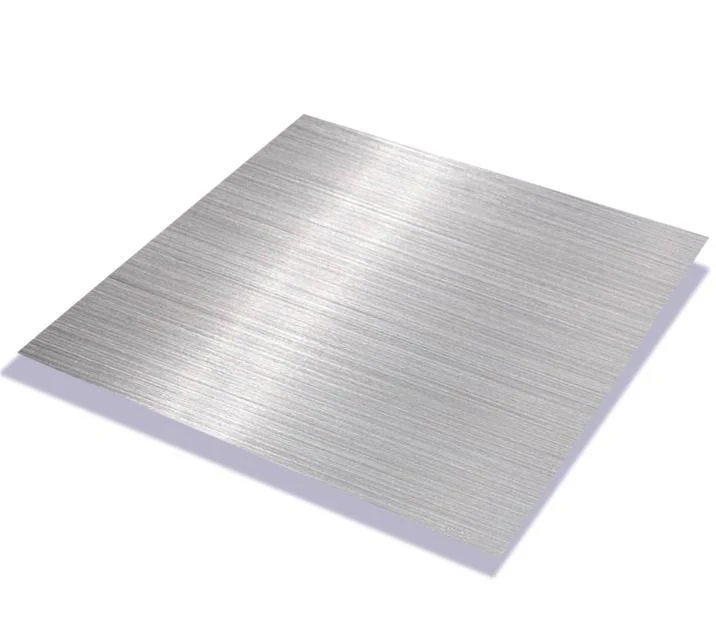 Hairline finish stainless steel sheet showing straight directional grain