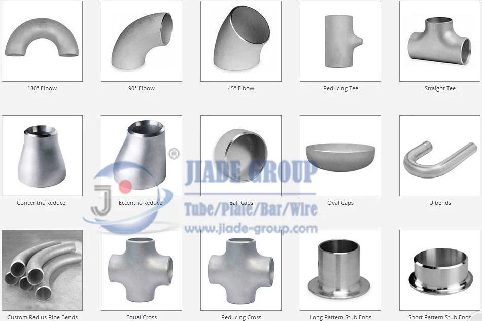 Chart of butt weld fitting shapes including elbows tees reducers caps crosses and stub ends