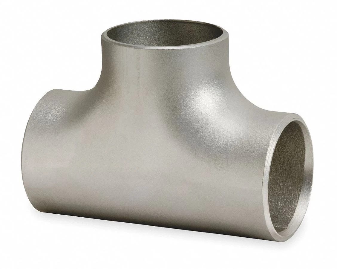 Butt weld stainless steel equal tee with three machined bevelled ends