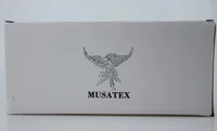 White cardboard box printed with a black phoenix logo and the text MUSATEX
