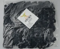 Clear bag of black 25mm plastic buckles, 100 pcs per pack, with MUSATEX barcode label