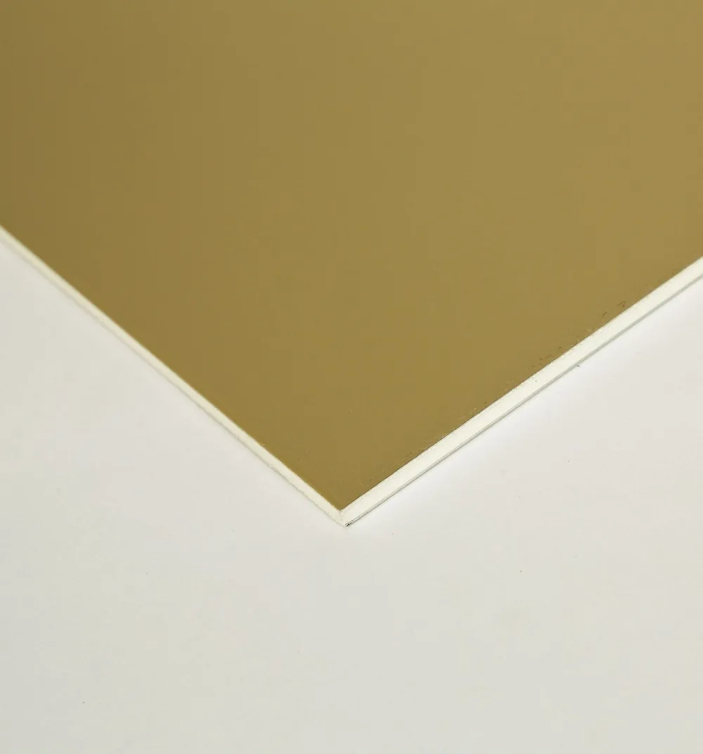 Class B1 fireproof aluminum composite panel in champagne gold