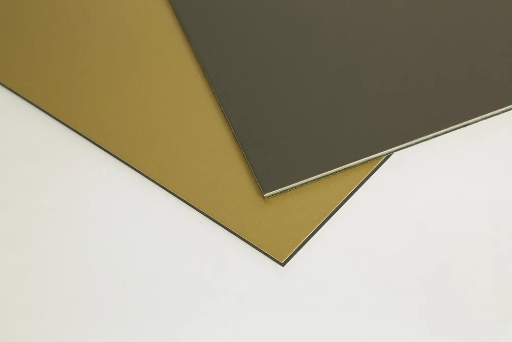 PVDF coated aluminum composite panel in champagne and grey