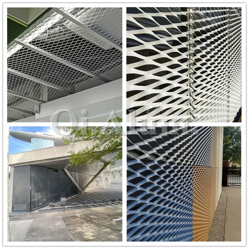 Decorative Aluminum Expanded Metal Mesh For Exterior Railing Facade — Foshan Qi Aluminum Decorative Materials Co., Ltd
