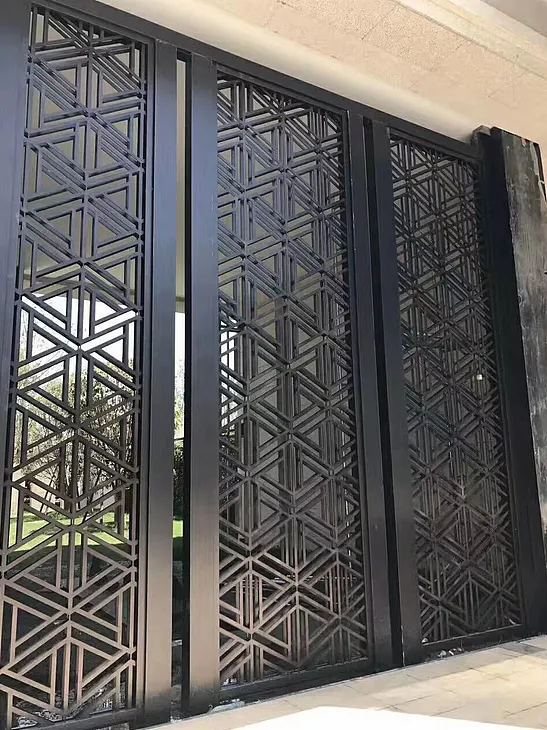 Indoor Aluminum Perforaed Screen Door Panel AA1060 Material Aluminum Facade Panel Manufacturer — Foshan Qi Aluminum Decorative Materials Co., Ltd