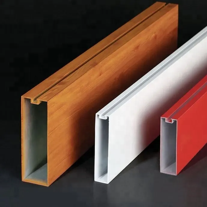 Building Material U- Shaped Aluminum Baffle Ceiling Suspended Linear Rectangular Tube — Foshan Qi Aluminum Decorative Materials Co., Ltd