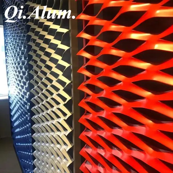 Aluminum Decorative Metal expanded mesh curtain wall panel — Foshan Qi Aluminum Decorative Materials Co., Ltd