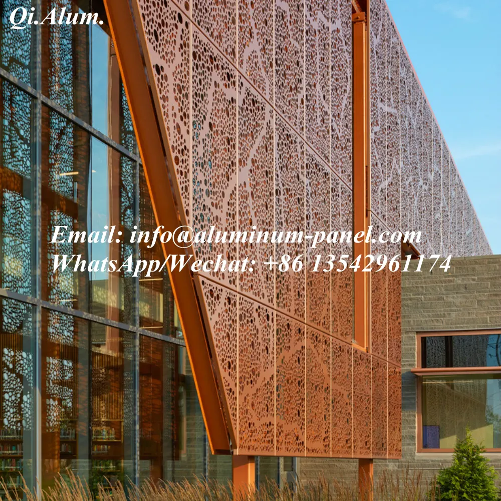 decorative effect perforated aluminum panel curtain wall more colorful