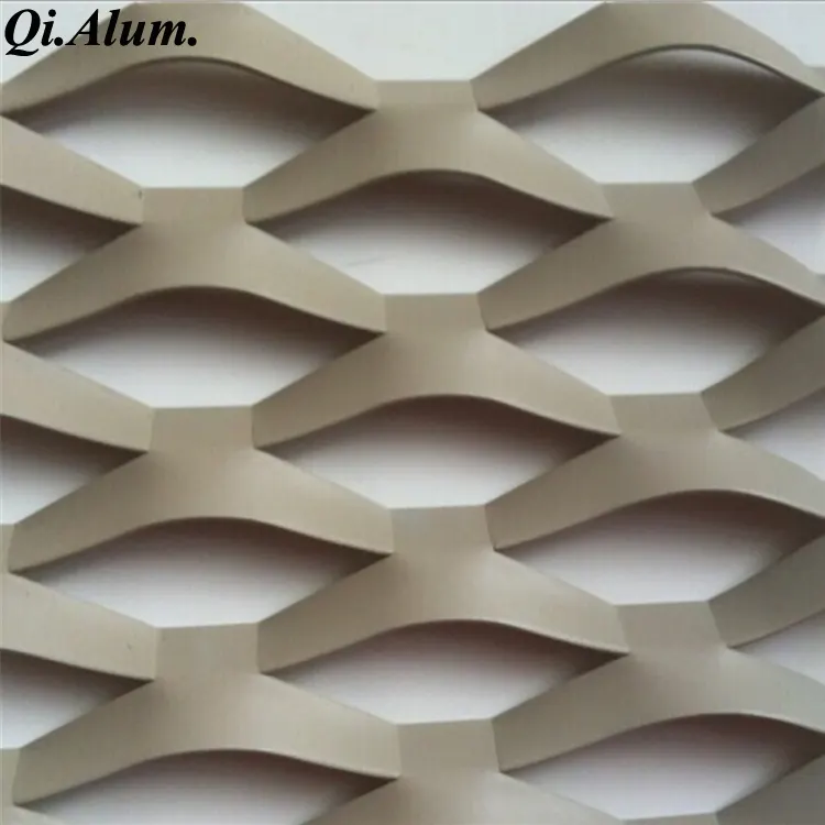 Exterior Decoration Polyester Powder Coating Sheet AA5005 Aluminum Expanded Mesh — Foshan Qi Aluminum Decorative Materials Co., Ltd