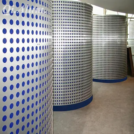 Perforated aluminum single panel for column cladding