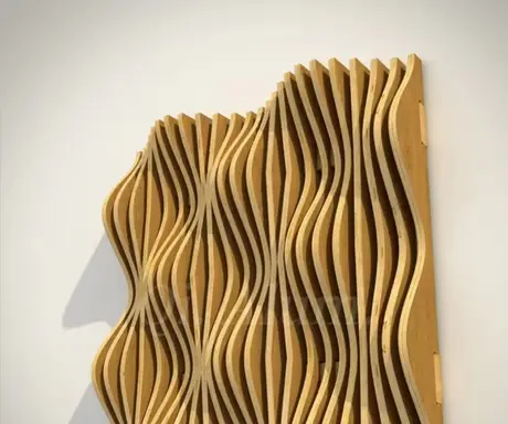 Customized Aluminum 3D wave wooded wall cladding for interior wall decoration view 3