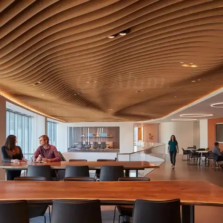 Customized Aluminum 3D wave wooded wall cladding for interior wall decoration view 4