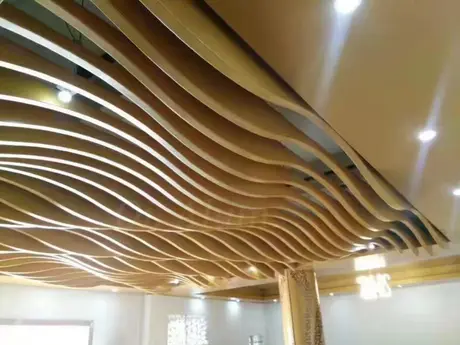 Customized Aluminum 3D wave wooded wall cladding for interior wall decoration view 5