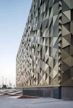 Facades panel morden architecture Aluminum perforated solid panel decorative exterior view 4