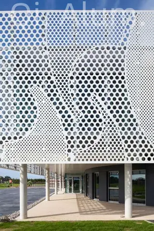 Round Hole Building Aluminum Perforated Sheet Outdoor Curtain Wall Art Metal view 3