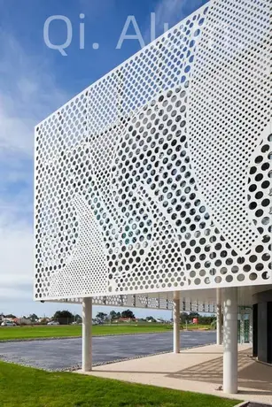 Round Hole Building Aluminum Perforated Sheet Outdoor Curtain Wall Art Metal