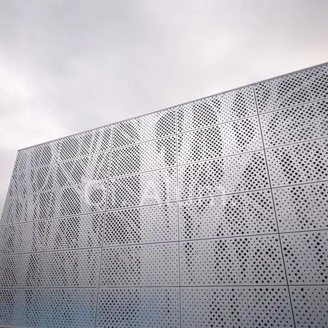 Round Hole Building Aluminum Perforated Sheet Outdoor Curtain Wall Art Metal view 4