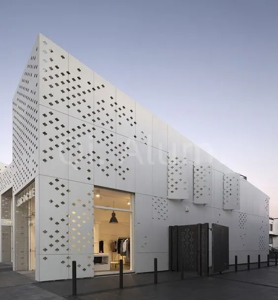 Custom perforated Design aluminum Panel wall facade Cladding — Foshan Qi Aluminum Decorative Materials Co., Ltd