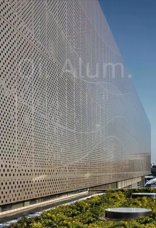 Round Hole Building Aluminum Perforated Sheet Outdoor Curtain Wall Art Metal view 6