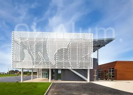 Round Hole Building Aluminum Perforated Sheet Outdoor Curtain Wall Art Metal view 5