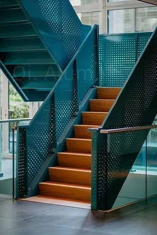 High-security grill steel stainless Aluminum perforated metal stair handrail with powder coating view 3