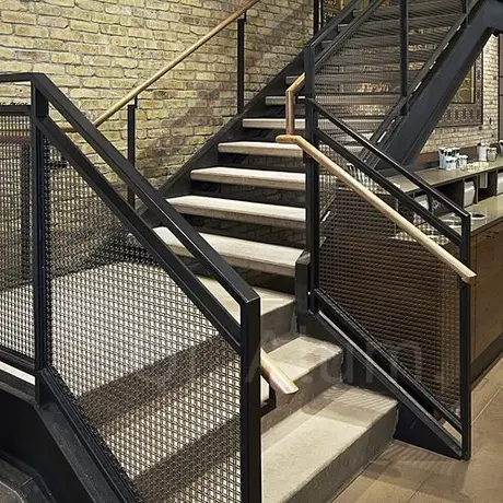 High-security grill steel stainless Aluminum perforated metal stair handrail with powder coating view 2