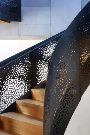 Beautiful building rotating staircase aluminum perforated stair for modern stye view 2