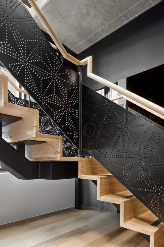 Beautiful building rotating staircase aluminum perforated stair for modern stye — Foshan Qi Aluminum Decorative Materials Co., Ltd