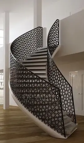 Beautiful building rotating staircase aluminum perforated stair for modern stye view 4