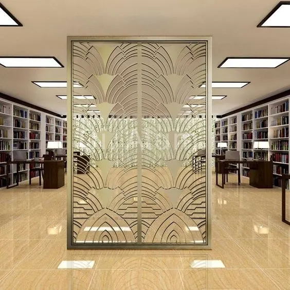 Indoor decoration removable Aluminum laser cut screen panel for reception background — Foshan Qi Aluminum Decorative Materials Co., Ltd